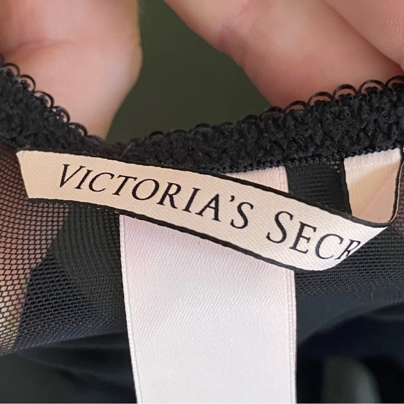 Victoria's Secret 34C Lace Corset Flower Black Bustier Lingerie Victorian Gothic - Picture 5 of 7